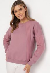 Ciemnoróżowa Bluza z Ozdobnym Łańcuszkiem Letonia. Czerwone bluzy Born2be, z aplikacjami, z bawełny, bez kaptura. W wyprzedaży za 84.99 zł.