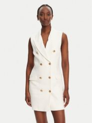 Elisabetta Franchi Sukienka koszulowa AB85352E2 360 Biały Regular Fit. Białe sukienki Elisabetta Franchi, bez wzorów, ze lnu, bez kołnierzyka, bez ramiączek, koszulowe. Za 3,009.00 zł.