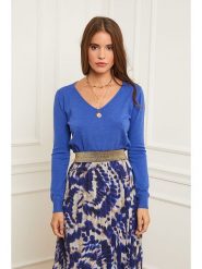 Soft Cashmere Sweter w kolorze niebieskim rozmiar: 38/40. Niebieskie swetry Soft Cashmere, bez wzorów, z kaszmiru, klasyczne, bez ramiączek. Za 99.33 zł.