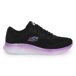 Buty do chodzenia damskie Skechers 150041BKPR. Czarne buty sportowe lifestyle Skechers, bez wzorów, z materiału, sportowe, bez zapięcia. Za 400.00 zł.