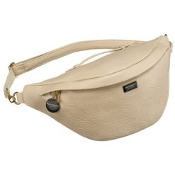 Beżowa nerka damska ze skóry ekologicznej saszetka na biodra lub na ramię crossbody Peterson. Brązowe nerki i saszetki Peterson, bez wzorów, ze skóry ekologicznej, bez dodatków. Za 79.99 zł.