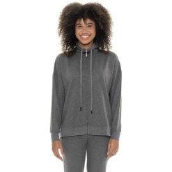 Bluza z zamek błyskawiczny na co dzień na siłownię. Szare bluzy LEONE 1947 APPAREL, bez wzorów, z bawełny, sportowe, bez ramiączek, bez kaptura. W wyprzedaży za 246.29 zł.