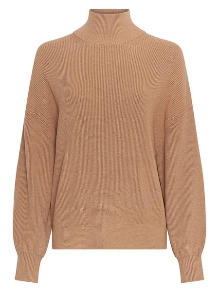 MOSS COPENHAGEN Sweter "Magnea" w kolorze karmelowym rozmiar: L/XL. Brązowe swetry Moss Copenhagen, l, bez wzorów, ze splotem, bez ramiączek. Za 196.70 zł.