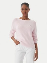 Tommy Hilfiger Sweter WW0WW44975 Różowy Regular Fit. Czerwone swetry Tommy Hilfiger, l, bez wzorów, z bawełny, bez ramiączek. Za 409.99 zł.