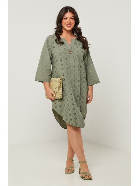 Curvy Lady Sukienka w kolorze khaki rozmiar: 40/42. Brązowe sukienki Curvy Lady, bez wzorów, klasyczne, bez kołnierzyka, bez ramiączek, midi. Za 105.63 zł.