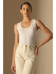 Perfect Cashmere Kaszmirowy top "Vanesia" w kolorze kremowym rozmiar: L. Brązowe topy Perfect Cashmere, l, bez wzorów, z kaszmiru, bez kołnierzyka, bez ramiączek. Za 194.61 zł.
