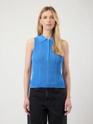 YAS Top w kolorze niebieskim rozmiar: L. Niebieskie topy YAS, l, bez wzorów, z wiskozy, klasyczne, bez kołnierzyka, bez ramiączek. Za 119.95 zł.