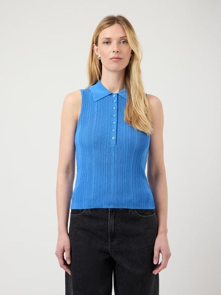 YAS Top w kolorze niebieskim rozmiar: L. Niebieskie topy YAS, l, bez wzorów, z wiskozy, klasyczne, bez kołnierzyka, bez ramiączek. Za 124.95 zł.