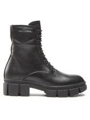 KARL LAGERFELD Botki KL43250 Czarny. Czarne botki KARL LAGERFELD, bez wzorów, ze skóry, bez obcasa, na płaskiej podeszwie, bez zapięcia. Za 719.99 zł.