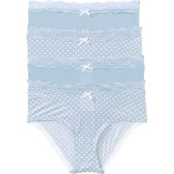 Figi z mikrofibry "maxi panty" (4 pary) bonprix pudrowy niebieski - biały z nadrukiem. Figi marki bonprix. Za 55.96 zł.