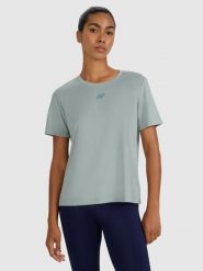 4F Koszulka treningowa regular szybkoschnąca damska - zielona S. Zielone t-shirty sportowe 4f, s, bez wzorów, z elastanu, bez ramiączek, na fitness i siłownię. Za 79.99 zł.