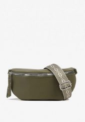 Zielona Nerka z Materiałowym Paskiem w Mozaikowe Wzorki Delavinea. Zielone nerki i saszetki Renee, bez wzorów, z jeansu, eleganckie, bez dodatków. Za 64.99 zł.