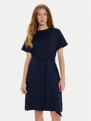 Tommy Hilfiger Sukienka codzienna WW0WW45183 Granatowy Regular Fit. Niebieskie sukienki Tommy Hilfiger, na co dzień, xs, bez wzorów, z bawełny, bez kołnierzyka, bez ramiączek, proste. Za 299.99 zł.