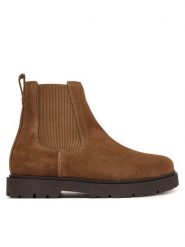Birkenstock Sztyblety Highwood Slip On 1033181 Brązowy. Brązowe botki Birkenstock, bez wzorów, ze skóry, bez obcasa, na płaskiej podeszwie, bez zapięcia. Za 854.99 zł.