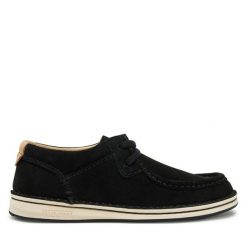 Półbuty Birkenstock. Czarne półbuty wsuwane Birkenstock, bez wzorów, bez obcasa, na płaskiej podeszwie. Za 519.99 zł.