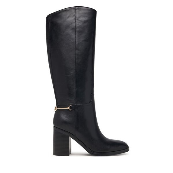 Kozaki Guess. Czarne kozaki Guess, z aplikacjami, bez obcasa, na słupku, bez zapięcia. Za 954.99 zł.