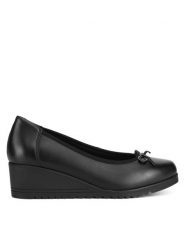 Go Soft Półbuty EST-MARGARET-01 Czarny. Czarne półbuty wsuwane GO SOFT, bez wzorów, ze skóry, bez obcasa, na koturnie. Za 179.99 zł.