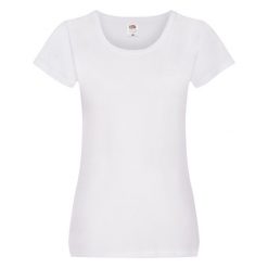 Oryginalny Gładki T-shirt Dla Kobiet. Białe t-shirty fruit of the loom, xl, bez wzorów, sportowe, bez kołnierzyka, bez ramiączek. Za 40.99 zł.
