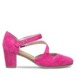 Półbuty Rieker. Czerwone półbuty wsuwane Rieker, bez wzorów, bez obcasa, na obcasie. Za 289.99 zł.