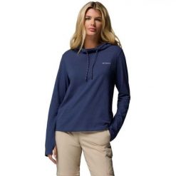 Bluza Z Kapturem Damska EU Sun Trek. Niebieskie bluzy Columbia, l, bez wzorów, z bawełny, bez ramiączek, z kapturem. Za 257.99 zł.