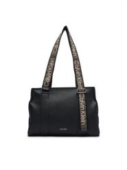 Calvin Klein Torebka Webbing Adj Strap Tote LV04F3644G Czarny. Czarne torebki klasyczne Calvin Klein, bez wzorów, ze skóry, bez dodatków. Za 649.99 zł.