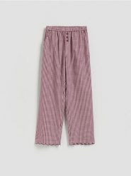 Spodnie piżamowe w kratkę - fioletowy. Fioletowe piżamy Reserved, l, bez wzorów, z bawełny, bez kołnierzyka, bez ramiączek. Za 79.99 zł.