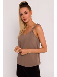 Made of emotion Top w kolorze jasnobrązowym rozmiar: S. Brązowe topy Made Of Emotion, s, bez wzorów, bez kołnierzyka, bez ramiączek. Za 132.36 zł.