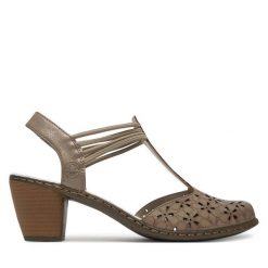 Sandały Rieker. Szare sandały Rieker, bez wzorów, bez obcasa, na słupku, bez zapięcia. Za 299.99 zł.