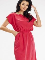 Sukienka Model A646 Fuksja - awama. Czerwone sukienki Awama, na co dzień, l, bez wzorów, ze lnu, bez kołnierzyka, plus size, bez ramiączek, mini. Za 247.31 zł.