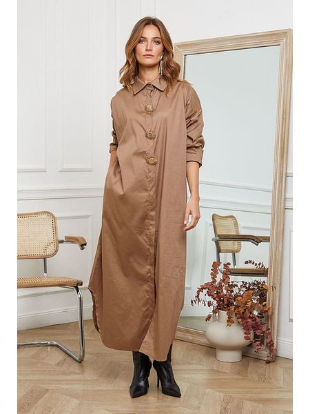 Joséfine Sukienka "Mateo" w kolorze beżowym rozmiar: XL. Brązowe sukienki Joséfine, xl, bez wzorów, bez kołnierzyka, bez ramiączek, maxi. Za 194.95 zł.