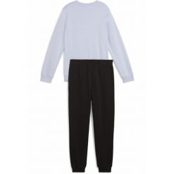 Młodzieżowy dres Essentials z logo No. 1 z bluzą PUMA Cool Weather Blue. Niebieskia bluzy Puma, m, bez wzorów, z dresówki, bez kaptura, do biegania. W wyprzedaży za 164.00 zł.