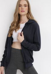 Granatowa Bluza z Kapturem Zapinana na Suwak Argis. Niebieskie bluzy Born2be, s, bez wzorów, z dzianiny, klasyczne, bez ramiączek, z kapturem. Za 49.99 zł.