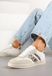 Beżowo-Panterkowe Sneakersy Typu Kultowe Tenisówki na Półtransparentnej Podeszwie Ulinera. Brązowe trampki Born2be, bez wzorów, z jeansu, bez zapięcia. W wyprzedaży za 76.49 zł.