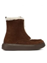 TWINSET Botki 252TGT01C Brązowy. Brązowe botki Twinset, bez wzorów, ze skóry, bez obcasa, na płaskiej podeszwie, bez zapięcia. Za 619.99 zł.