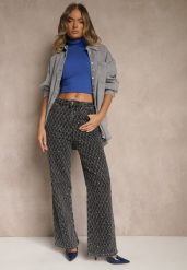 Szare Szerokie Jeansy High Waist z Cyrkoniowymi Zdobieniami Zarilene. Szare jeansy Renee, l, z aplikacjami, z jeansu, glamour, z podwyższonym stanem. Za 139.99 zł.