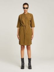 G-Star Sukienka w kolorze khaki rozmiar: S. Brązowe sukienki G-Star, na imprezę, s, bez wzorów, z tkaniny, klasyczne, bez kołnierzyka, bez ramiączek, mini. Za 196.70 zł.