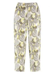 Gerry Weber Lniane spodnie w kolorze biało-szaro-żółtym rozmiar: 42. Białe spodnie materiałowe Gerry Weber, bez wzorów, ze lnu, z podwyższonym stanem. Za 162.87 zł.