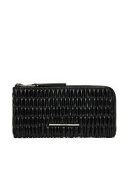 Calvin Klein Portfel Ruched Long L-Zip LV04K1085G Czarny. Czarne portfele Calvin Klein, bez wzorów, ze skóry. Za 189.99 zł.