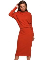 Stylove Sukienka w kolorze pomarańczowym rozmiar: L/XL. Pomarańczowe sukienki Stylove, l, bez wzorów, bez kołnierzyka, bez ramiączek, midi. Za 127.95 zł.