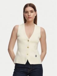 Tommy Hilfiger Top WW0WW49707 Beżowy jasny Slim Fit. Brązowe topy Tommy Hilfiger, s, bez wzorów, z bawełny, bez kołnierzyka, bez ramiączek. Za 529.99 zł.