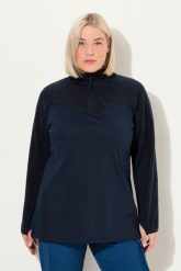 Damskie bluza strecz pluszowy polar kołnierz typu półgolf długi rękaw. Niebieskie bluzy z kapturem Ulla Popken, plus size, bez wzorów, z dresówki, bez kaptura, na golfa. Za 239.99 zł.
