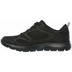 Buty sportowe Skechers z pianką Memory Foam czarne. Czarne buty treningowe Skechers, bez wzorów, z gumy, bez zapięcia, na fitness i siłownię. Za 189.00 zł.