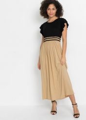 Sukienka z dżerseju. Czarne sukienki bonprix, bez wzorów, z dżerseju, bez kołnierzyka, bez ramiączek. Za 139.99 zł.