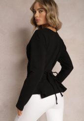 Czarna Bawełniana Bluza z Ozdobnym Wiązaniem Fanarita. Czarne bluzy Renee, bez wzorów, z bawełny, casualowe, bez ramiączek, bez kaptura. W wyprzedaży za 67.99 zł.