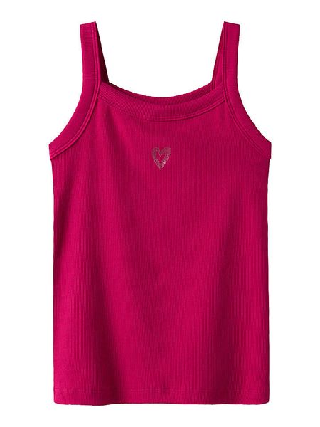 Name it Top "Haisy" w kolorze czerwonym rozmiar: 146/152. Czerwone topy Name it, bez wzorów, z bawełny, bez kołnierzyka, bez ramiączek. Za 42.95 zł.