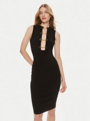 Elisabetta Franchi Sukienka koktajlowa AM-50S-41E3-V500 Czarny Slim Fit. Czarne sukienki Elisabetta Franchi, s, bez wzorów, z syntetyku, wizytowe, bez kołnierzyka, bez ramiączek. Za 1,329.00 zł.