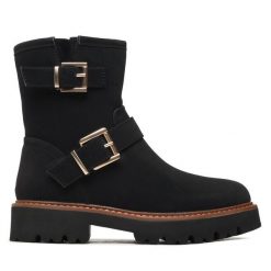 Botki Jenny Fairy. Czarne botki Jenny Fairy, bez wzorów, bez obcasa, na płaskiej podeszwie, bez zapięcia. Za 199.99 zł.