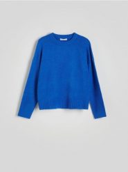 Sweter z domieszką wełny - niebieski. Niebieskie swetry Reserved, l, bez wzorów, z dzianiny, bez ramiączek. Za 139.99 zł.