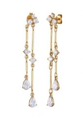 Elli PREMIUM Damski Drop Topaz Szlifie Diamentowym Białe Srebro Próby 925 Pozłacane Uroczysty Wieczór Kolczyki 1 ct. Białe kolczyki Elli PREMIUM, z topazem, pozłacane. Za 448.99 zł.