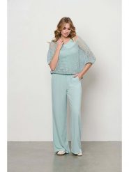 &Co Woman Spodnie "Nelly" w kolorze błękitnym rozmiar: M. Niebieskie spodnie materiałowe &Co Woman, bez wzorów, z materiału, z podwyższonym stanem. Za 126.45 zł.